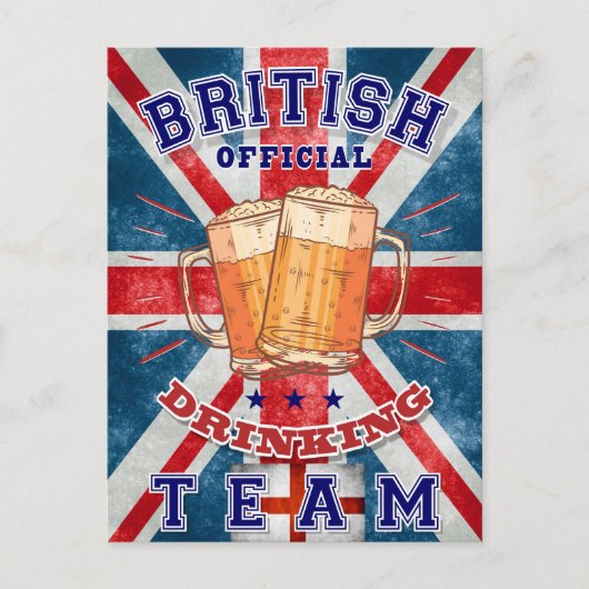 イギリス公式の飲みチーム。ビールおもしろい ポストカード (正面)