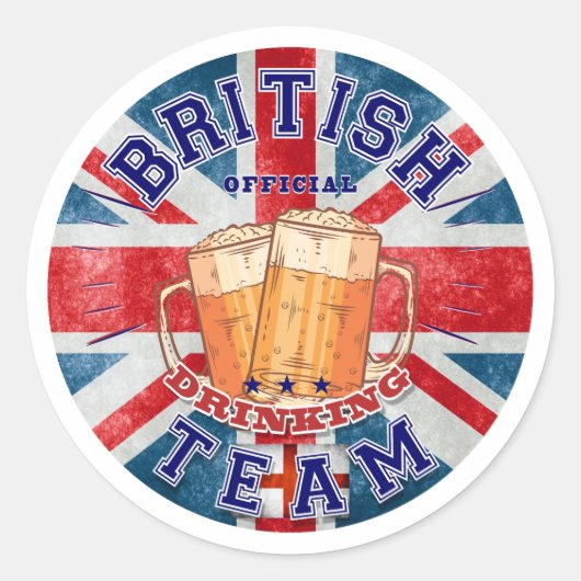 イギリス公式の飲みチーム。ビールおもしろい ラウンドシール (正面)