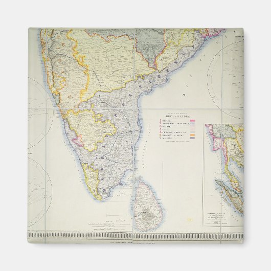 イギリス南部インドの地図, 1872 マグネット (正面)