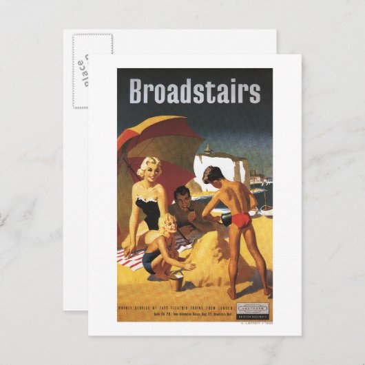 イギリス南部鉄道の家族 ビーチにて ポストカード (正面/裏面)