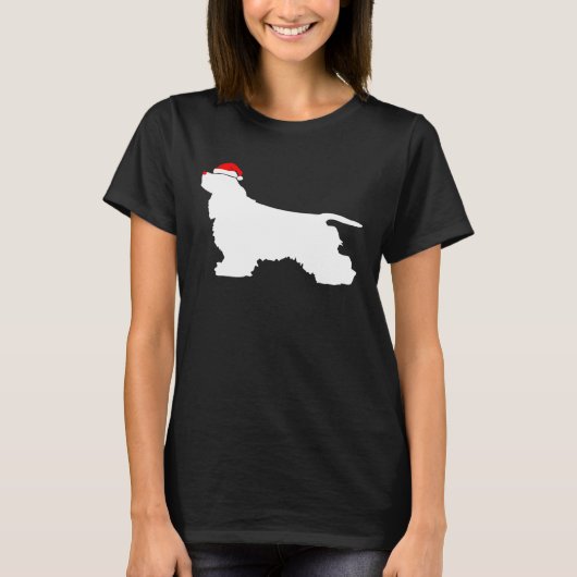 イギリス原産のコッカー・スパニエル サンタ帽 クリスマス Tシャツ (正面)
