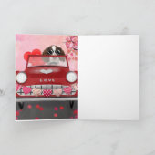 イギリス原産のスプリンガー・スパニエル 車 ハート バレンタイン カード (内部)