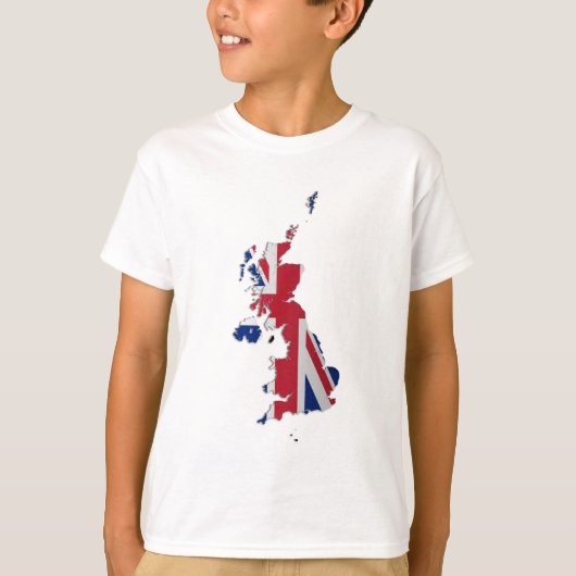 イギリス及び王冠の依存の旗の地図 Tシャツ (正面)