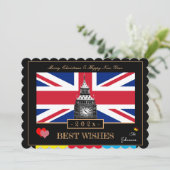 イギリス国旗とビッグベン2026ハッピーニューイヤーUK シーズンカード (スタンド正面)