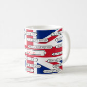 イギリス国旗とロンドンの有名な通り名 コーヒーマグカップ (正面右)