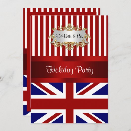 イギリス国旗のパーティの招待状赤白青V2 招待状 (正面/裏面)