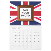 イギリス国旗のユニオンジャックあなたの写真を追加ヴィンテージ2025 カレンダー (2月 2027)