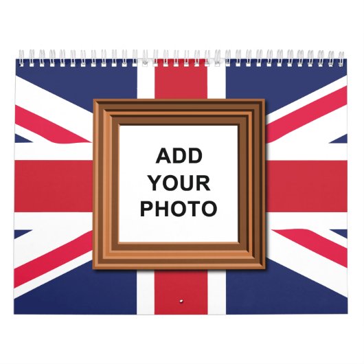 イギリス国旗のユニオンジャックあなたの写真を追加ヴィンテージ2025 カレンダー (カバー)