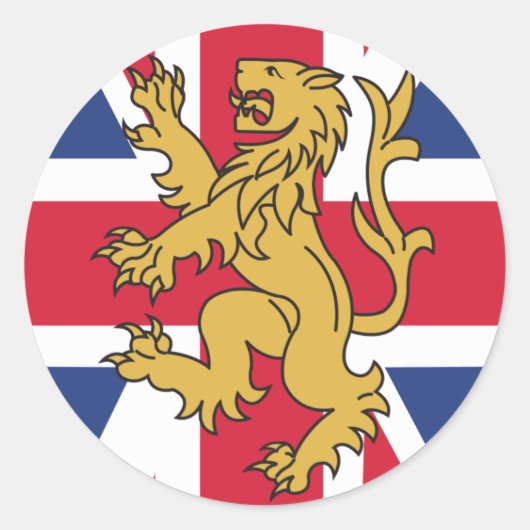 イギリス国旗のライオン ラウンドシール (正面)