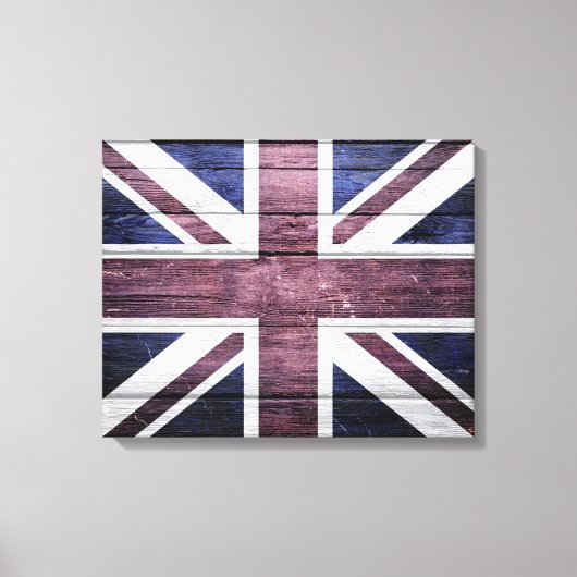 イギリス国旗のヴィンテージウッド キャンバスプリント (正面)