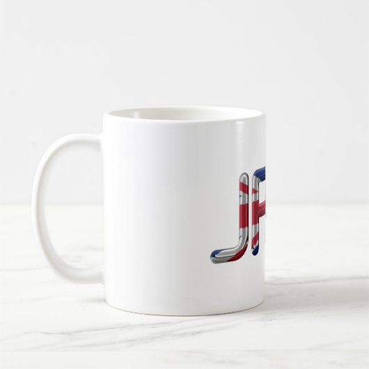 イギリス国旗の名前ユニオンジャックタイポグラフィ コーヒーマグカップ (左)