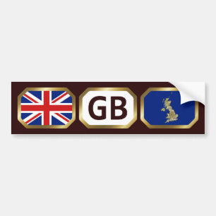 イギリス国旗の地図コードバンパーステッカー バンパーステッカー