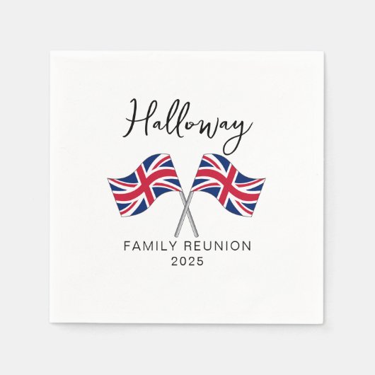 イギリス国旗の家族の懇親会 スタンダードカクテルナプキン (正面)