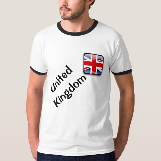 イギリス国旗の男性の基本リンガーTシャツ Tシャツ (正面)
