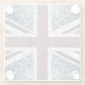 イギリス国旗の素朴ヴィンテージのグリッターきらきら光る ガラスコースター (裏面)