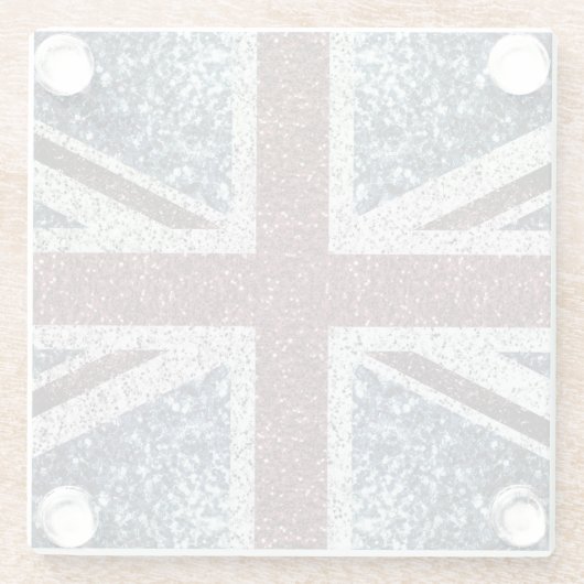 イギリス国旗の素朴ヴィンテージのグリッターきらきら光る ガラスコースター (裏面)
