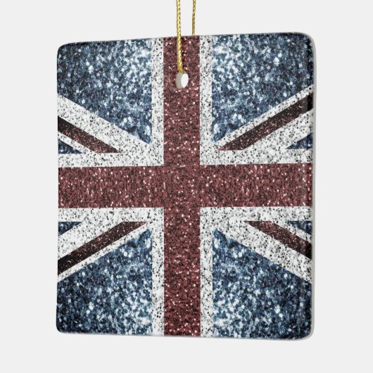 イギリス国旗の素朴ヴィンテージのグリッターきらきら光る セラミックオーナメント (左)