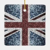 イギリス国旗の素朴ヴィンテージのグリッターきらきら光る セラミックオーナメント (裏面)