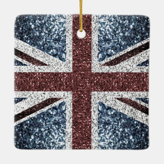 イギリス国旗の素朴ヴィンテージのグリッターきらきら光る セラミックオーナメント (裏面)