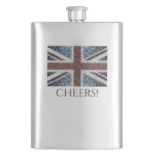 イギリス国旗の素朴ヴィンテージのグリッターきらきら光る フラスク (正面)