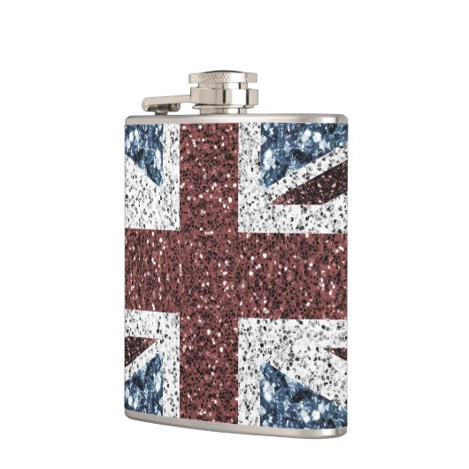 イギリス国旗の素朴ヴィンテージのグリッターきらきら光る フラスク (左)