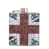 イギリス国旗の素朴ヴィンテージのグリッターきらきら光る フラスク (正面)