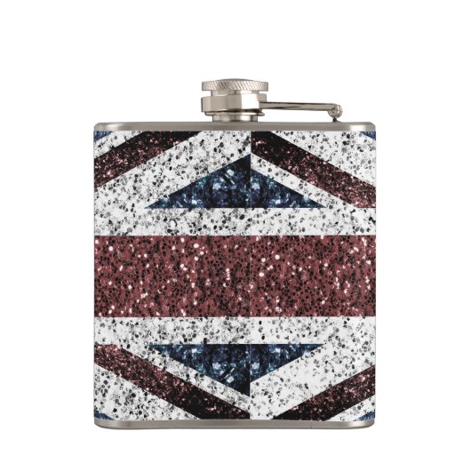 イギリス国旗の素朴ヴィンテージのグリッターきらきら光る フラスク (裏面)