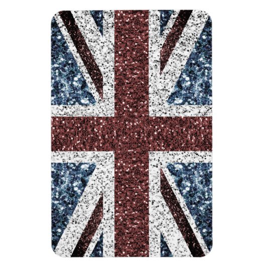 イギリス国旗の素朴ヴィンテージのグリッターきらきら光る マグネット (縦)