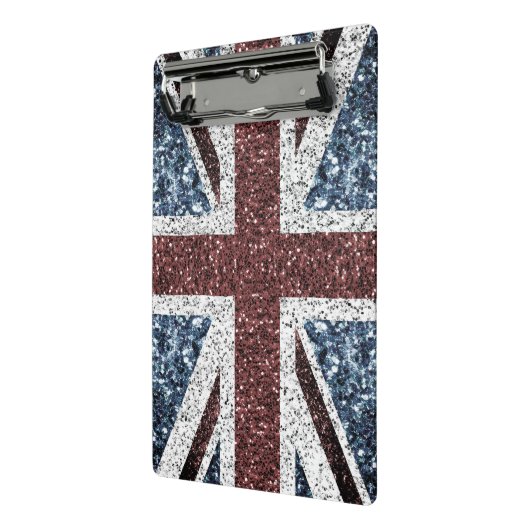 イギリス国旗の素朴ヴィンテージのグリッターきらきら光る ミニクリップボード (アングル2)