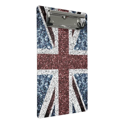 イギリス国旗の素朴ヴィンテージのグリッターきらきら光る ミニクリップボード (アングル)