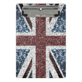 イギリス国旗の素朴ヴィンテージのグリッターきらきら光る ミニクリップボード (正面)