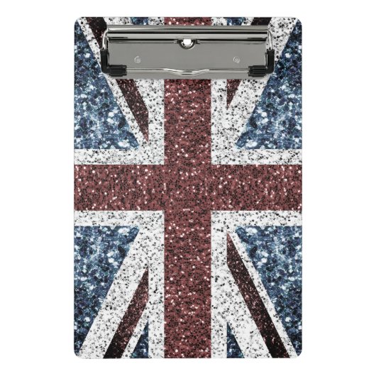 イギリス国旗の素朴ヴィンテージのグリッターきらきら光る ミニクリップボード (正面)