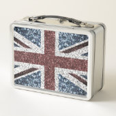 イギリス国旗の素朴ヴィンテージのグリッターきらきら光る メタルランチボックス (裏面)