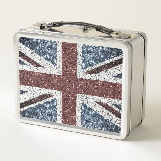 イギリス国旗の素朴ヴィンテージのグリッターきらきら光る メタルランチボックス (裏面)