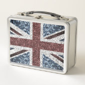 イギリス国旗の素朴ヴィンテージのグリッターきらきら光る メタルランチボックス (正面)