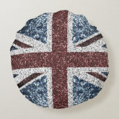 イギリス国旗の素朴ヴィンテージのグリッターきらきら光る ラウンドクッション (裏面)