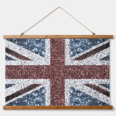 イギリス国旗の素朴ヴィンテージのグリッターきらきら光る 吊り下げ型タペストリー (正面)