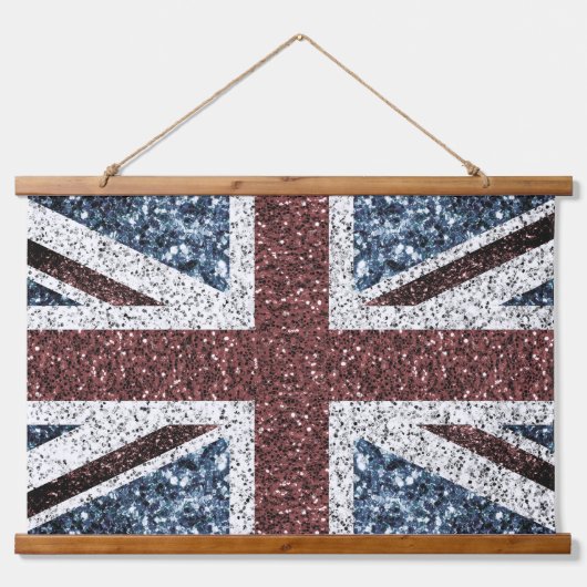 イギリス国旗の素朴ヴィンテージのグリッターきらきら光る 吊り下げ型タペストリー (正面)