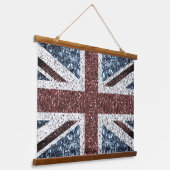 イギリス国旗の素朴ヴィンテージのグリッターきらきら光る 吊り下げ型タペストリー (傾斜あり)