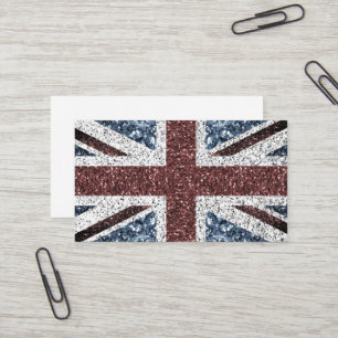 イギリス国旗の素朴ヴィンテージのグリッターきらきら光る 名刺