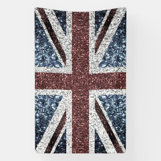イギリス国旗の素朴ヴィンテージのグリッターきらきら光る 横断幕 (縦)