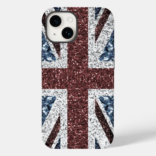 イギリス国旗の素朴ヴィンテージのグリッターきらきら光る Case-Mate iPhoneケース (裏面)