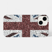 イギリス国旗の素朴ヴィンテージのグリッターきらきら光る iPhoneケース (裏面横)