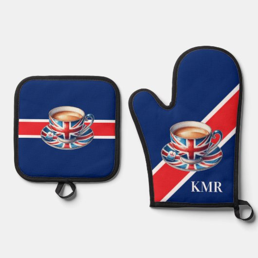 イギリス国旗の美学の英会話 鍋つかみ&鍋敷きセット (正面)