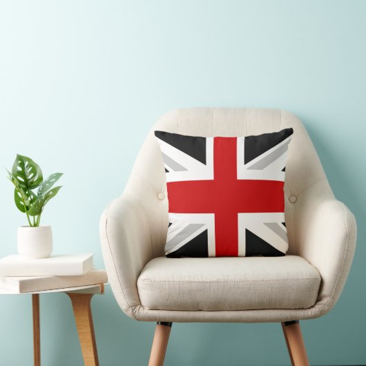 イギリス国旗の装飾用クッション黒赤 クッション (椅子)