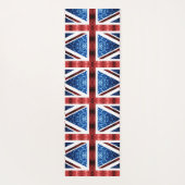 イギリス国旗の赤い青いきらめきグリッターパターンモノグラム ヨガマット (裏面)