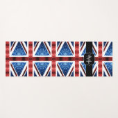 イギリス国旗の赤い青いきらめきグリッターパターンモノグラム ヨガマット (正面(横))