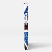 イギリス国旗の赤い青いきらめきグリッターモノグラム名 iPhoneケース (左側面)