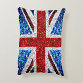 イギリス国旗の赤い青の白いきらめきグリッター アクセントクッション (裏面(縦))