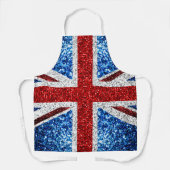イギリス国旗の赤い青の白いきらめきグリッター エプロン (正面)